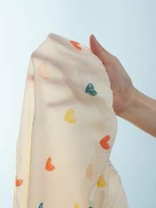 Heart Print Contrast Piping PJ Set / Pajama Set - Beige - View 7