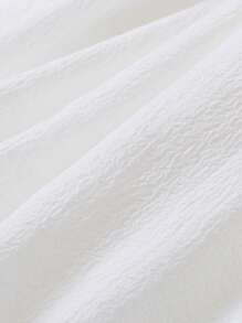 SHEIN Đầm Gái Tương phản ren Viên lá sen màu trơn Dễ thương - trắng - Xem 6