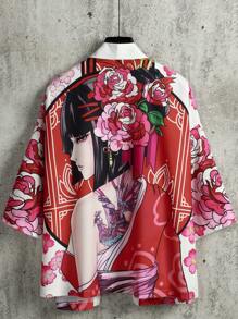 Manfinity EMRG 男士人像圖案和服罩衫不帶T恤 - 彩色 - 查看 1