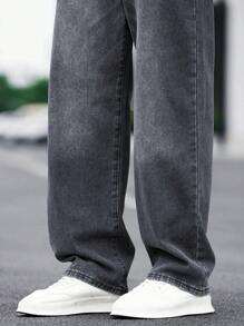 Manfinity Hypemode Men Cotton Slant Pocket Loose Jeans - Dark Grey - View 5