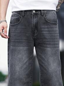 Manfinity Hypemode Men Cotton Slant Pocket Loose Jeans - Dark Grey - View 6