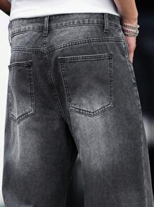 Manfinity Hypemode Men Cotton Slant Pocket Loose Jeans - Dark Grey - View 7