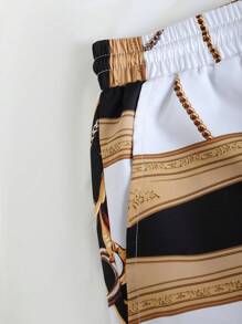 Manfinity RSRT Hombres al azar con estampado de cadena Camisa & Shorts