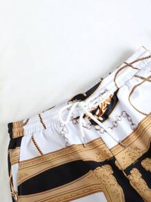 Manfinity RSRT Hombres al azar con estampado de cadena Camisa & Shorts