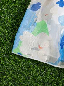 SHEIN Toddler Girls Floral Print Ruffle Hem Cami Dress With Hat - Multicolor - View 3