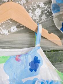 SHEIN Toddler Girls Floral Print Ruffle Hem Cami Dress With Hat - Multicolor - View 5