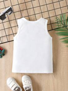 SHEIN Camiseta Sin Mangas Con Estampado De Dinosaurio Para Niños Jóvenes