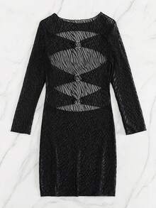 Swim SXY 剪裁罩衫连衣裙，适合夏季海滩度假 - 黑色 - 查看 3