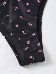 SHEIN Swim 小碎花三角杯比基尼泳裝附沙灘裙 - 彩色 - 查看 4