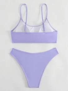 SHEIN Swim Bikini mit hohem Ausschnitt,