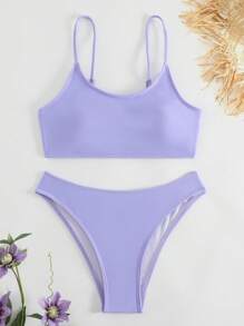 SHEIN Swim Bikini mit hohem Ausschnitt,