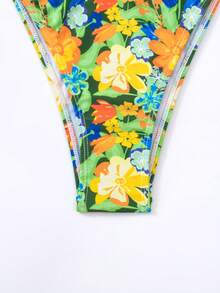 印花帶鋼圈比基尼泳裝附沙灘裙 - 彩色 - 查看 6