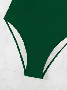 Bañador una pieza de espalda con cordón - Verde Oscuro - Ver 6