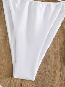 SHEIN Swim Summer Beach Halter Triangle Tie Side Bikini Set - White - View 4