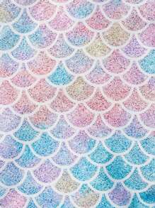 SHEIN Baby Fish Scales Print Ruffle Trim Bodysuit & Mermaid Skirt Costume Set - Multicolor - View 4