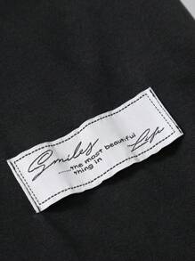 Claim Dot 宽松男式字母图案贴片细节落肩开衩下摆 T 恤 - 黑色 - 查看 7