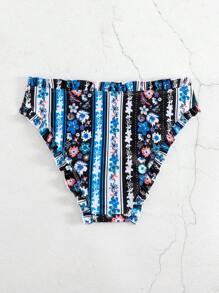 Summer Floral Print Ruffle Trim Bikini Bottom - Multicolor - View 2