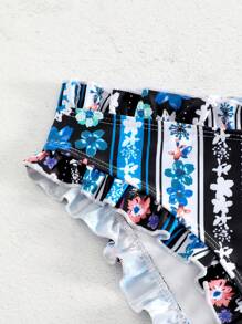 Summer Floral Print Ruffle Trim Bikini Bottom - Multicolor - View 5