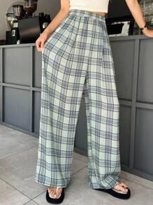 DAZY 格紋印花闊腿褲 - 彩色 - 查看 4