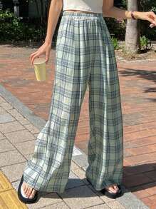 DAZY 格紋印花闊腿褲 - 彩色 - 查看 12