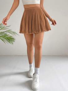 SHEIN EZwear 素色百褶下擺半身裙