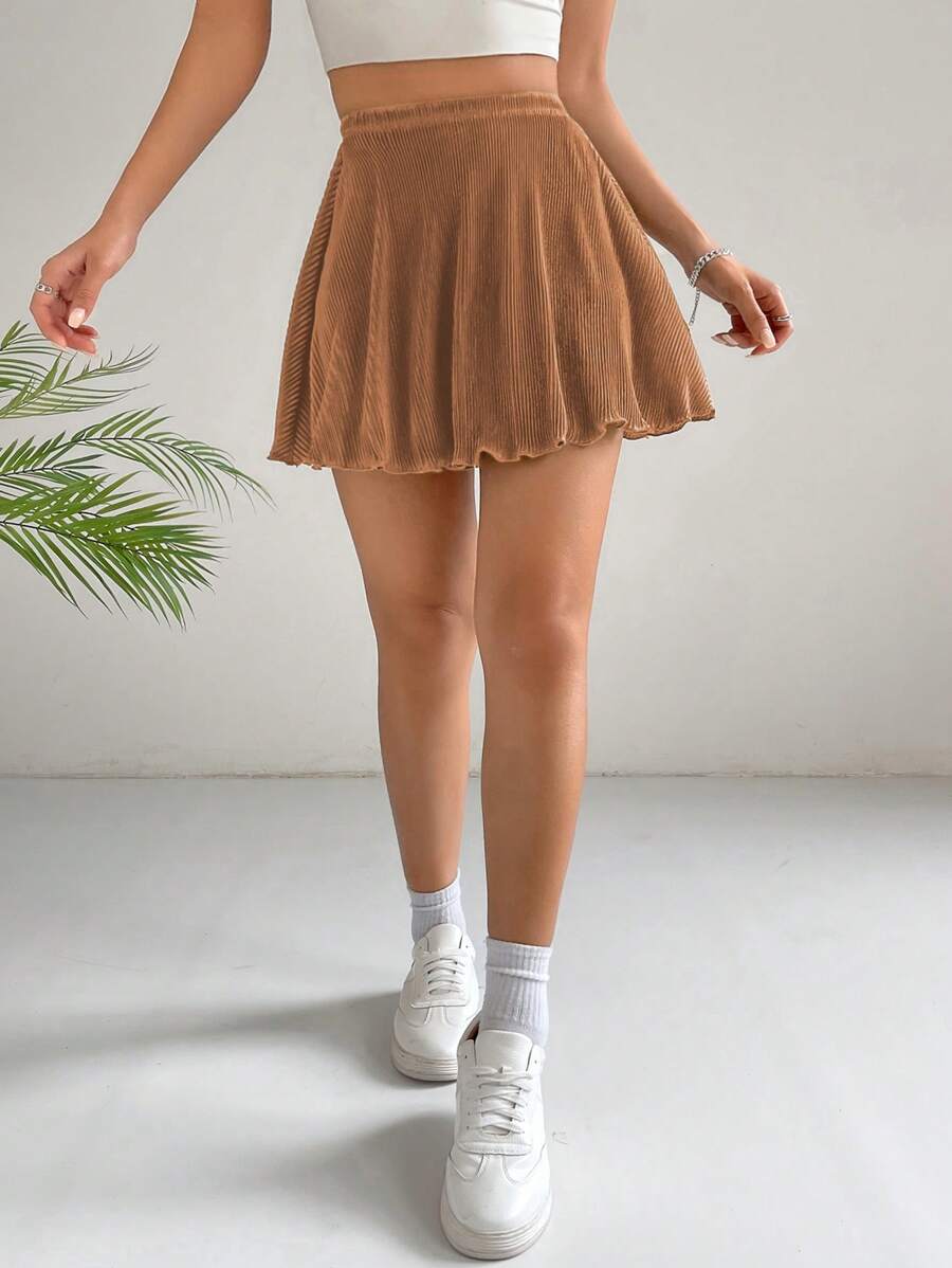 SHEIN EZwear 素色百褶下擺半身裙