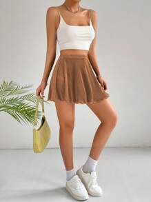 SHEIN EZwear 素色百褶下擺半身裙