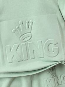 男嬰字母壓紋T恤和短褲 - 薄荷綠 - 查看 3