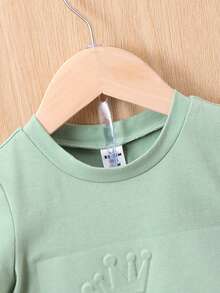 男嬰字母壓紋T恤和短褲 - 薄荷綠 - 查看 4