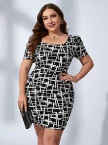 SHEIN Clasi Vestido ajustado con estampado de manga farol