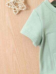 男嬰字母壓紋T恤和短褲 - 薄荷綠 - 查看 5