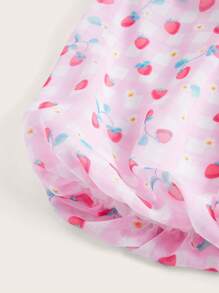 ROMWE Kawaii In Dâu tây Nút eo Quần short - Hồng - Xem 3