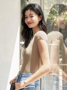 Dazy-Less Women Business Casual Pullover Sweater - Khaki - View 5