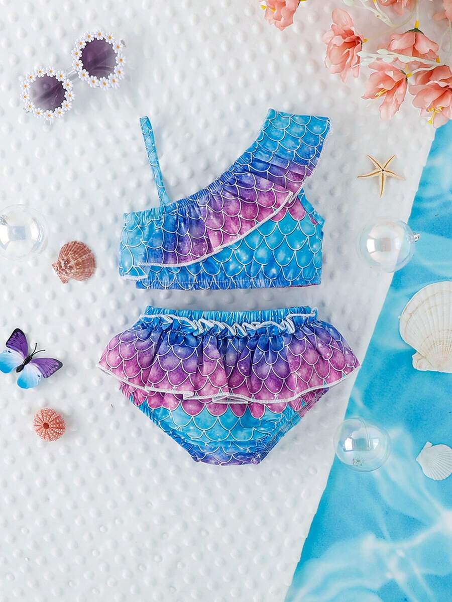 Bộ đồ Em bé Xù Họa tiết vảy cá - Màu xanh lam - Xem 1