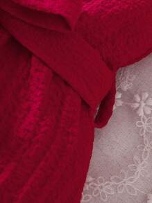 Đứa bé gái Xù Hoa Sen Thắt lưng Cami Romper - Màu Đỏ Sâu - Xem 5