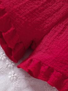 Đứa bé gái Xù Hoa Sen Thắt lưng Cami Romper - Màu Đỏ Sâu - Xem 6
