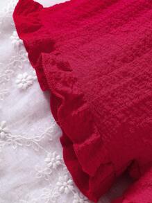 Đứa bé gái Xù Hoa Sen Thắt lưng Cami Romper - Màu Đỏ Sâu - Xem 7