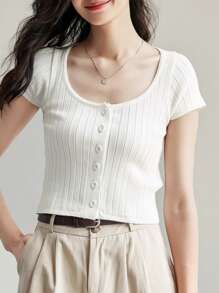 DAZY 正面紐帶羅紋針織開襟衫 - 米色 - 查看 13