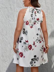 SHEIN LUNE 大碼印花繞頸連衣裙 - 彩色 - 查看 2