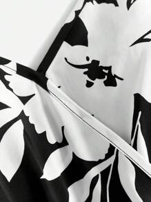 SHEIN LUNE Jumpsuits Plus Size Trọn gói Hoa Tất cả trên in Boho - Đen và trắng - Xem 5