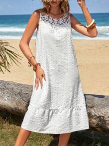 EMERY ROSE Vestido unicolor bajo con fruncido