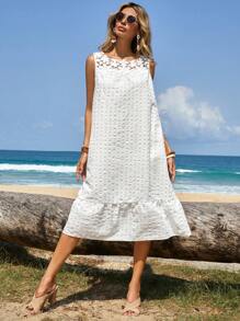 EMERY ROSE Vestido unicolor bajo con fruncido