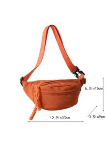 極簡風格腰包橘色休閒可調整肩帶 - 橘色 - 查看 7