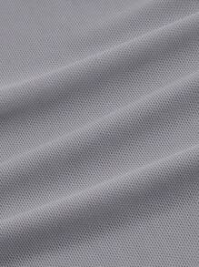 SHEIN ICON Solid Lettuce Trim Tie Front Mesh Top - Grey - View 3