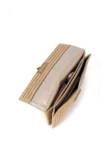 女士扭锁翻盖草编沙滩包链条编织钱包手包