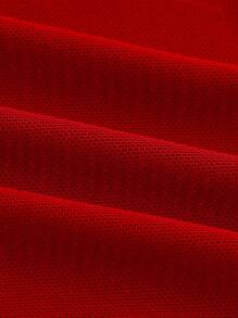 SHEIN ICON 前繫帶木耳邊喇叭袖網紗上衣 - 紅色 - 查看 3