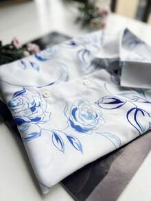 Manfinity Homme Men Floral Print Shirt Without Tee - White - View 4