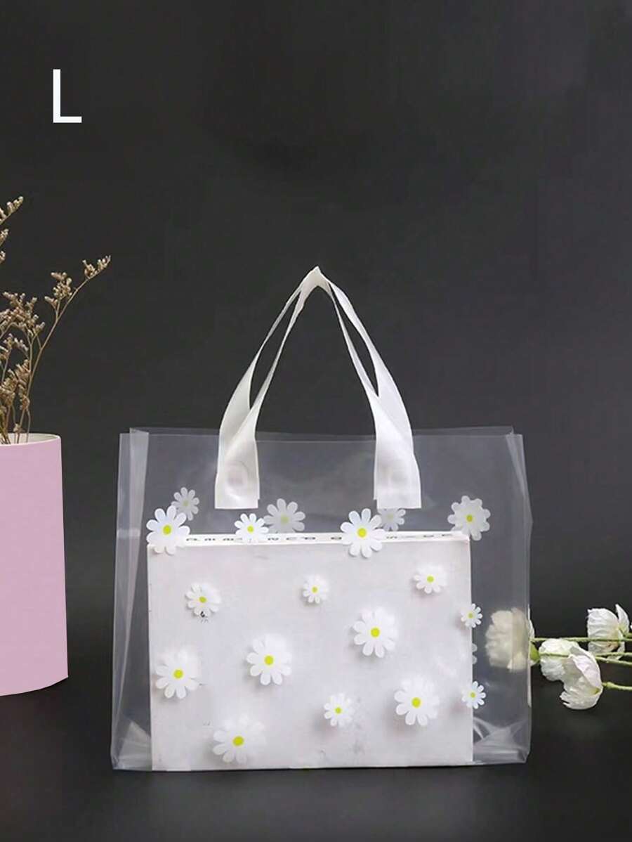 Floral Graphic Clear Square Bag Double Handle For Daily Use - Clear - View 1
