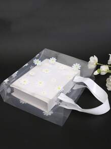 Floral Graphic Clear Square Bag Double Handle For Daily Use - Clear - View 3