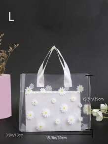 Floral Graphic Clear Square Bag Double Handle For Daily Use - Clear - View 4